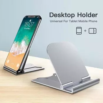 Настольная подставка для мобильного телефона, портативная складная подставка для мобильного телефона, настольный кронштейн для iPhone 15, 14, 13 Pro Max, iPad, смартфона чёрный