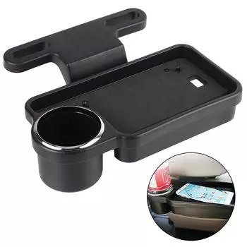 Настольная подставка для подголовника автомобиля, держатель для напитков, столик для хранения, универсальный поднос для напитков и еды, складной держатель, многофункциональный столик для путешествий на заднее сиденье автомобиля Black