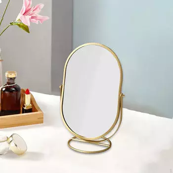 Настольная подставка с зеркалом в минималистском стиле для макияжа для спальни золотистый
