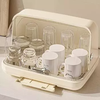 Настольная полка для хранения чашек, пылезащитный ящик для хранения чашек для воды, поднос для стеклянных чашек, подставка для сливных чашек, держатель для чашек S белый