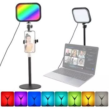 Настольная RGB видеосветовая панель 12 Вт видеоконференц-свет для Zoom Meeting 3000K-6500K фотография чёрный