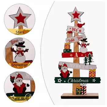 Настольная Рождественская елка Санта-Клаус DIY Деревянные вывески Налет Украшение рабочего стола A