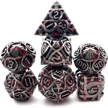 Настольная РПГ Металлический многогранник Группа игральных костей Группа игральных костей DND из Dungeons and Dragons красный