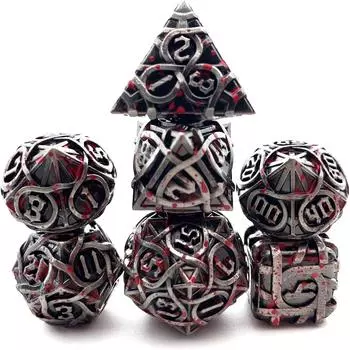 Настольная РПГ Металлический многогранник Группа игральных костей Группа игральных костей DND из Dungeons and Dragons красный