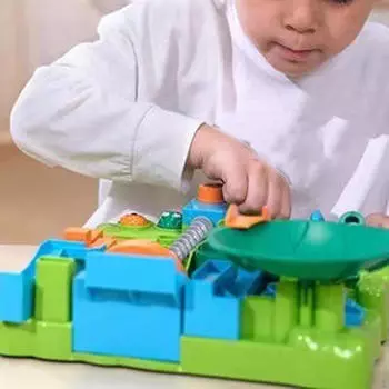 Настольная семейная игра для детей Marble Run Building Blocks для возраста 3 4 5 6 7 8+ Зеленый синий