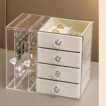 Настольная стойка для хранения сережек-гвоздиков, ожерелий, многослойная шкатулка для украшений, вешалка для украшений, серьги, шкатулка для хранения украшений серый