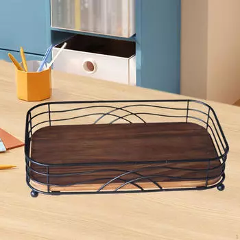 Настольная стойка для хранения всякой всячины, держатель для салфеток, декор, универсальный деревянный органайзер для столешницы, лоток