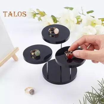 Настольная стойка для украшений, 3 уровня, вращающаяся на 360 градусов, держатель для часов, очков, ожерелий, подставка для украшений, украшение комнаты, органайзер для браслетов чёрный