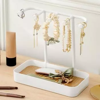 Настольная стойка для ювелирных изделий, съемная подставка для ювелирных изделий, поднос, практичные серьги, ожерелья, кольца, стеллаж для хранения для дома белый