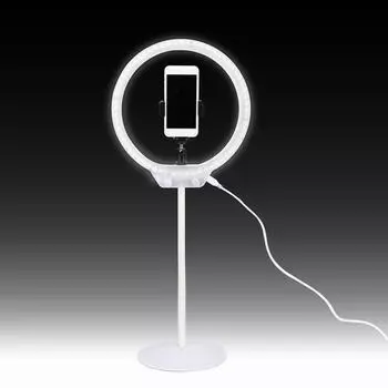 Настольная светодиодная кольцевая лампа Zomei для фотосъемки 3200K-5500K с зеркалом белый
