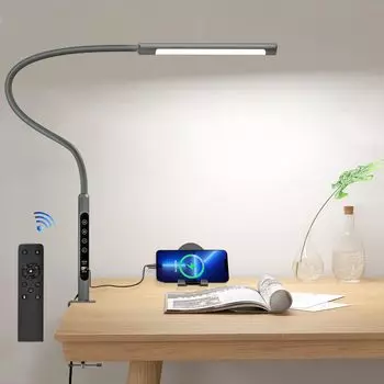 Настольная светодиодная подставка с зажимом, легко устанавливается на настольную лампу с зарядкой через USB, 6 уровней цвета и таймером, пульт дистанционного управления, всенаправленная энергия, стол, меры противодействия