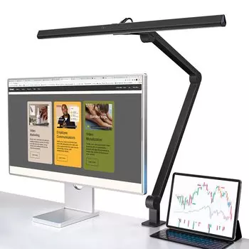 Настольная светодиодная яркая лампа на кронштейне KableRika с зажимом памяти, гибким вращением, автоматической регулировкой яркости, регулировкой цвета, широкой световой панелью шириной 60 см, приятной для глаз и прикосновений