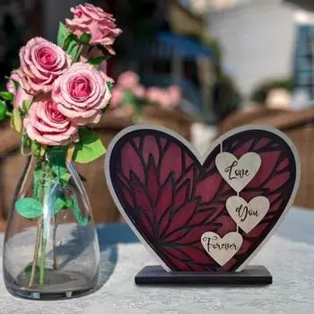 Настольная табличка «Любовное сердце» с деревянной основой в форме сердца «Люблю тебя», украшение для рабочего стола на День святого Валентина, День матери, свадьбу, вечеринку, украшение для дома
