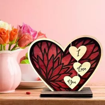 Настольная табличка «Любовное сердце» с деревянной основой в форме сердца «Люблю тебя», украшение на стол ко дню святого Валентина