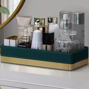 Настольная тарелка для ювелирных изделий, кожаный поднос для хранения, украшение для дома, гостиной, прямоугольник, косметический поднос для очков, кошелька, ключей, всякой всячины