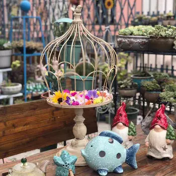 Настольная железная клетка для птиц, подставка для цветов, цветочный стеллаж, горшок для балкона белый