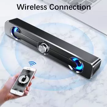 Настольная звуковая панель Bluetooth — компьютерные колонки с питанием от USB, дополнительный вход 3,5 мм, совместимый с ПК, ноутбуками, телефонами AUX чёрный