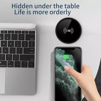 Настольное беспроводное встроенное зарядное устройство для iPhone 16 15 14 13 12 Pro Max Samsung S24 S23 Xiaomi Быстрая индуктивная зарядка чёрный