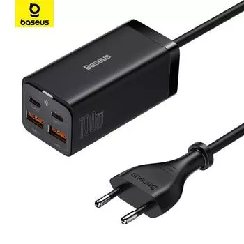 Настольное быстрое зарядное устройство Baseus GaN3 Pro 100 Вт Dual USB + Dual Type-C для смартфона, ноутбука, планшета чёрный