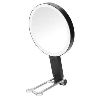 Настольное Настенное Ручное Зеркало для Макияжа Регулируемое Светодиодное Двустороннее Зеркало с Увеличением 1X20X чёрный