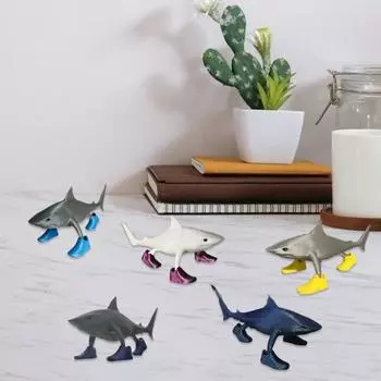 Настольное украшение, напечатанное на 3D-принтере, статуэтка акулы в обуви, устойчивая основа, скульптура акулы, домашний декор, настольный аксессуар синий