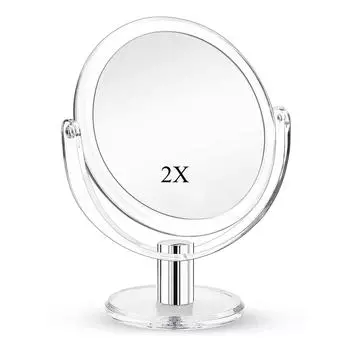 Настольное зеркало для макияжа, увеличительное зеркало для макияжа, двухстороннее, 1X, 2X увеличение, прозрачное чистый