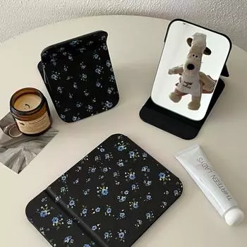 Настольное зеркало из искусственной кожи, компактное косметическое зеркальце, карманное зеркало для макияжа, унисекс S-C