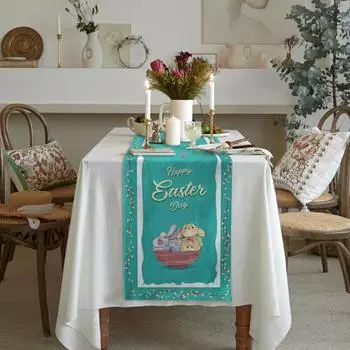 Настольные бегунки, водонепроницаемые, простые в использовании, красочные скатерти с пасхальным кроликом для использования в помещении B