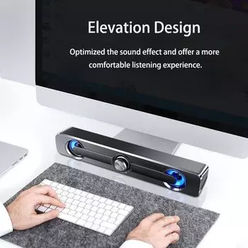 Настольные Bluetooth-динамики — звуковая панель с питанием от USB, дополнительный разъем 3,5 мм, идеально подходит для настольного монитора, ПК, ноутбуков AUX чёрный