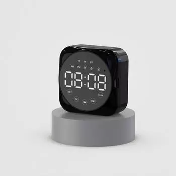 Настольные часы Bluetooth Беспроводное аудио Мини-светодиодное зеркало Цифровой будильник Температура выходного дня Дисплей Настольные часы белый