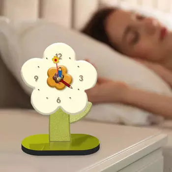 Настольные часы Декоративный креативный орнамент Милый тихий прикроватный столик Новоселье White 15cmx20cm