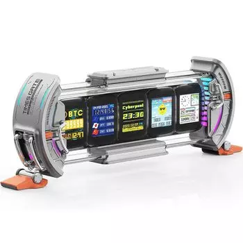 Настольные часы Divoom Times Gate, стильные цифровые пиксельные настраиваемые RGB-настольные часы серебристого цвета, арт-объектив/управление через приложение/5 экранов/подключение по WiFi/игра серебряный