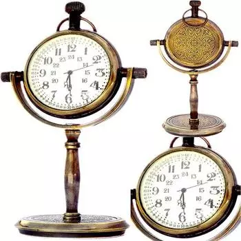 настольные часы для офиса. Аналоговая столешница из античной латуни. Ручная работа с гравировкой.