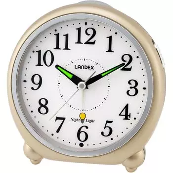 Настольные часы Landex с будильником, аналоговые, всегда включенные, датчик освещенности, непрерывная секундная стрелка, электронный звуковой будильник Hoho Sangyo Gold Silent Gold YT5316 золотой