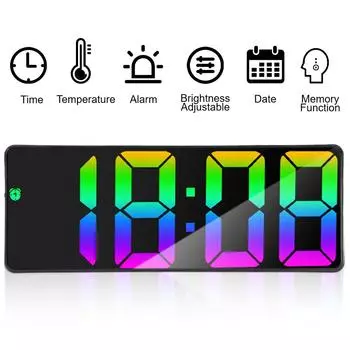 Настольные часы с функцией двойного повтора сигнала, регулируемая яркость, температура, голосовое управление, электронные студенческие цифровые часы, светодиодный будильник на 12/24 часа Type A