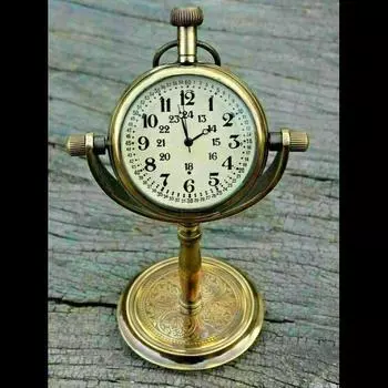 Настольные часы с гравировкой, настольные часы, латунная вращающаяся столешница, антикварная репродукция, коллекционные часы, подарок, бронзовый подарок на годовщину S коричневый