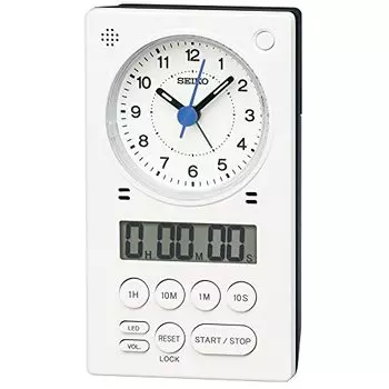 Настольные часы Seiko Clock 01: Размер корпуса White Pearl: 118 x 67 x 38 мм Будильник 100 Квадратный Расчет Модель Хидео Кагеяма Исследование Время Бизнес KR514W