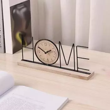 Настольные часы, украшение, металлические буквы, деревянная основа, бесшумные, бесшумные, на батарейках, для дома, офиса, гостиной B