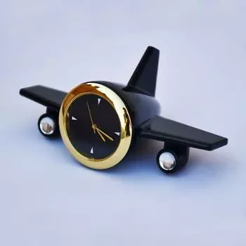 Настольные часы в виде самолета - часы в виде самолета для офисного стола, учебного стола - корпоративный подарок для клиентов, сотрудников, мужчин, мальчиков (черный)