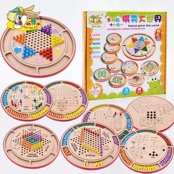 Настольные игры для родителей и детей, развивающие игрушки для детей, многофункциональные шашки 18 в 1, летающие шахматы, мир