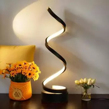 Настольные лампы для гостиной, современная спиральная светодиодная настольная лампа с регулируемой яркостью, небольшие прикроватные лампы, ночной светильник для спальни, офиса, дома чёрный