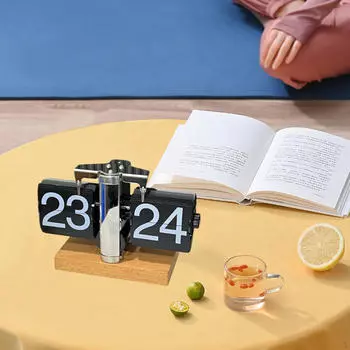 Настольные перекидные часы с автоподзаводом, большой цифровой дисплей для взрослых у кровати чёрный