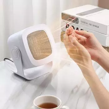 Настольный электрический обогреватель с ручкой, тихий портативный обогреватель для патио, зимний теплый воздуходувка, мини-вентилятор, обогреватель для комнаты, домашнего офиса EU plug белый