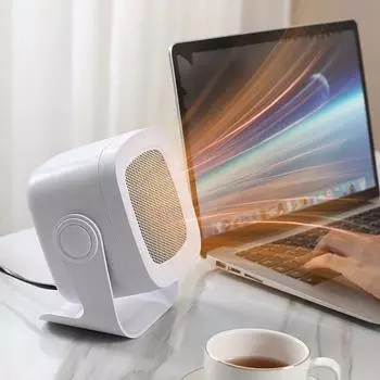 Настольный электрический обогреватель с ручкой, тихий портативный обогреватель для патио, зимний теплый воздуходувка, мини-вентилятор, обогреватель для комнаты, домашнего офиса EU plug белый
