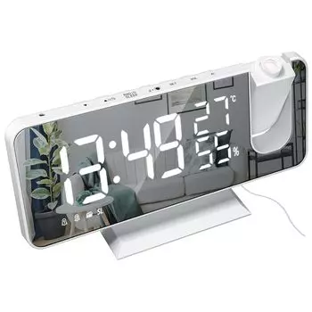 Настольный цифровой светодиодный большой экран Радио 4 уровня яркости Громкость 2 комплекта Может быть установлен с USB Home Японская инструкция по эксплуатации В комплекте Проектор