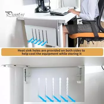 Настольный держатель для ноутбука, без сверления, настольная полка, органайзер для хранения планшетного компьютера, прочная настольная подвесная вертикальная подставка для ноутбука чёрный