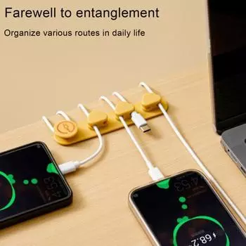 Настольный держатель для проводов, органайзер для кабеля, мягкий эластичный самоклеящийся, простая установка, нескользящий держатель USB-кабеля, пряжка для кабеля передачи данных розовый