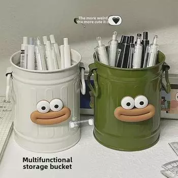 Настольный держатель для ручек Big Mouth Small Iron Bucket - Милый органайзер для канцелярских принадлежностей и кистей для макияжа у студентов Green Large Iron Bucket