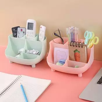 Настольный держатель для ручек Kawaii, милый ящик для хранения канцелярских принадлежностей большой емкости, креативный мультяшный держатель для карандашей, настольный органайзер для девочек белый