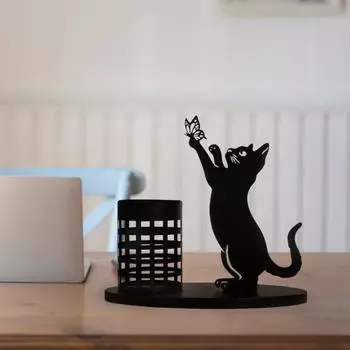 Настольный держатель для ручек, контейнер для кистей для макияжа, креативная форма, нержавеющий, устойчивый к коррозии, многофункциональный органайзер в форме кошки, органайзер для хранения ручек B